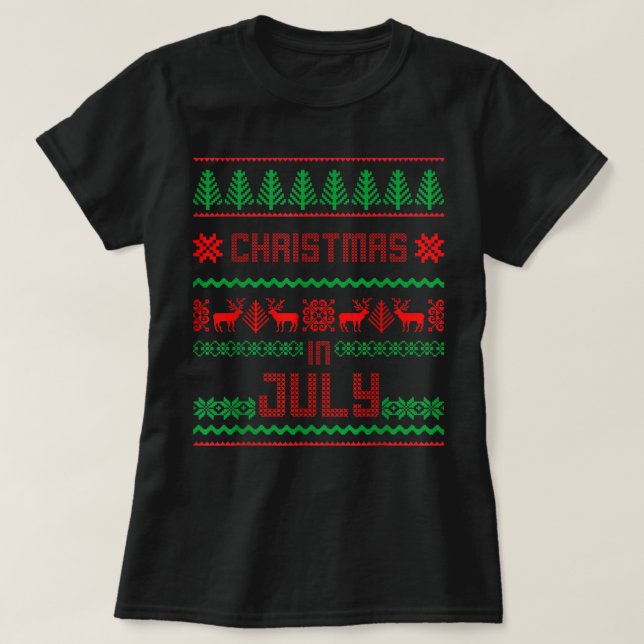 Camiseta Feliz Natal em julho Papais noeis de suor feio (Frente do Design)