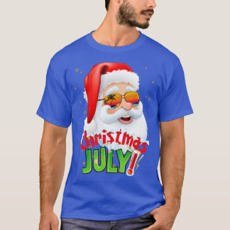 Camiseta Feliz Natal em julho Papais noeis de Verão Óculos 