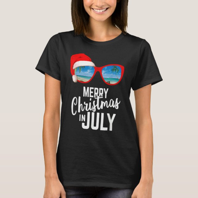 Camiseta Feliz Natal Em Julho Papais noeis Óculos Solares B (Frente)