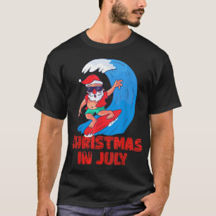Camiseta Feliz Natal Em Julho Papais noeis Praia Óculos De 