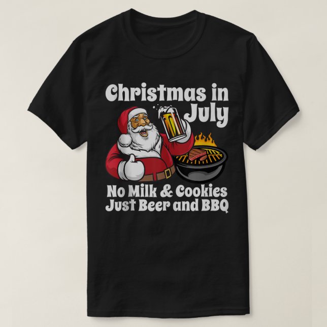 Camiseta Feliz Natal Em Julho Sem Cookies Apenas Cerveja E  (Frente do Design)