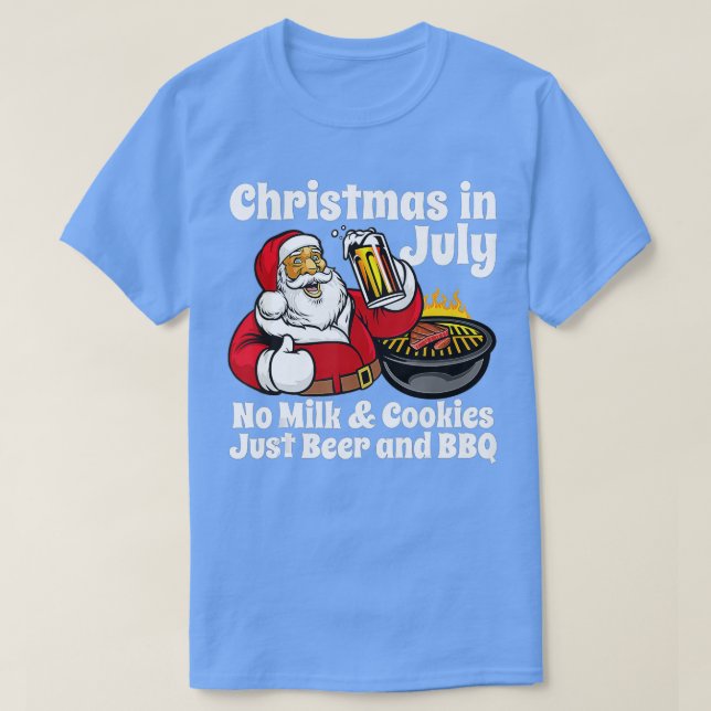 Camiseta Feliz Natal Em Julho Sem Cookies Apenas Cerveja E  (Frente do Design)