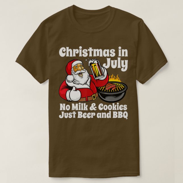 Camiseta Feliz Natal Em Julho Sem Cookies Apenas Cerveja E  (Frente do Design)