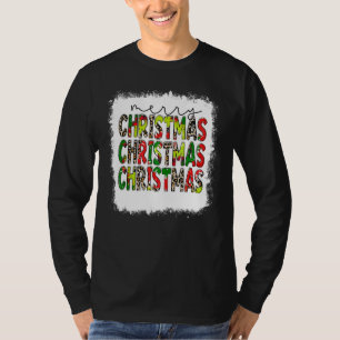 Camiseta Feliz Natal empilhado Natal de Leopardo