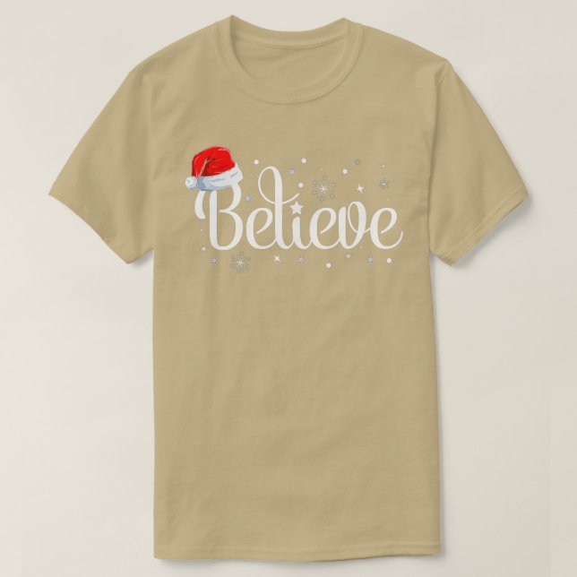 Camiseta Feliz Natal Engraçado Acredita Em Santa Claus Famí (Frente do Design)