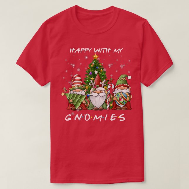 Camiseta Feliz Natal Engraçado com os Meus Gnomos (Frente do Design)