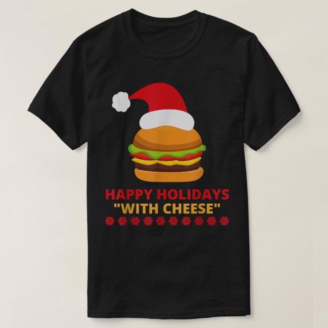 Camiseta Feliz Natal Engraçado Família Cheeseburger Matando (Frente do Design)