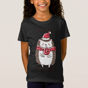 Camiseta Feliz Natal Engraçado, Fofo, Fofo, Hedgehog Santa 