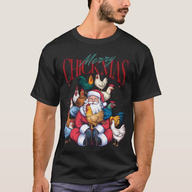 Camiseta Feliz Natal Engraçado Frango (Frente)