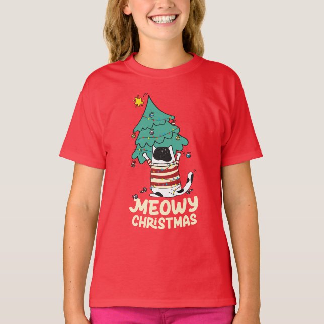 Camiseta Feliz Natal Engraçado Pão de Gato (Frente)