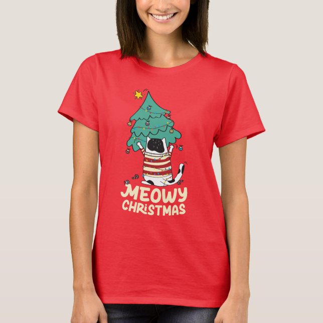 Camiseta Feliz Natal Engraçado Pão de Gato (Frente)