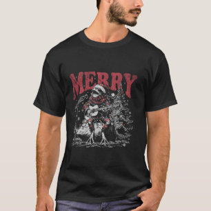 Camiseta Feliz Natal Engraçado Sapo Tocando Papais noeis De