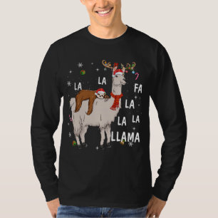 Camiseta Feliz Natal Engraçado Sloth Andando Llama Reindeer