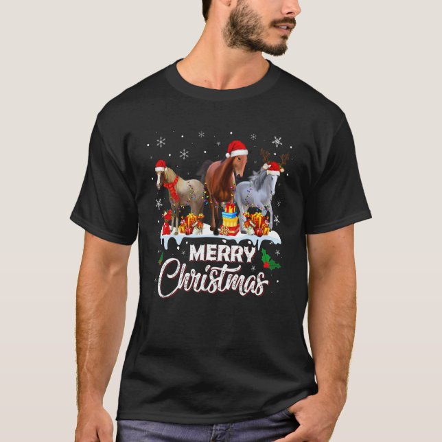 Camiseta Feliz Natal Equador Leve Reindeer Santa Hat Sn (Frente)