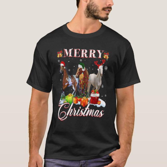 Camiseta Feliz Natal Equador Leve Reindeer Santa Hat Sn (Frente)