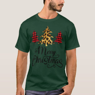 Camiseta Feliz Natal Estampa de Xadrez Leopardo Búfalo Chri