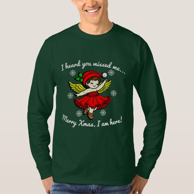Camiseta Feliz Natal Estou aqui manga longa (Frente)