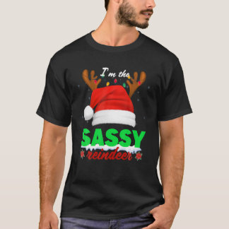 Camiseta Feliz Natal Eu sou o Sassy Reindeer Lights Xmas