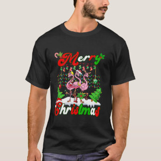 Camiseta Feliz Natal Façada Flamingo Família de Amantes X