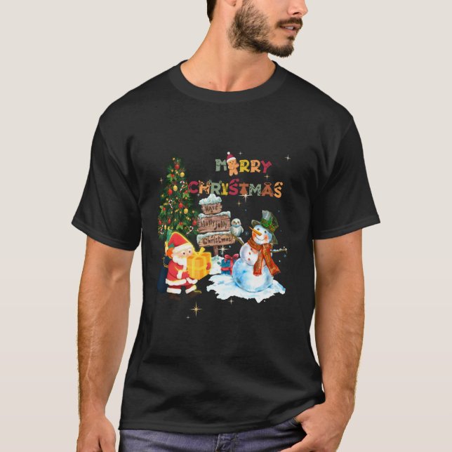 Camiseta Feliz Natal Família Gnomo Papais noeis de Neve Cr (Frente)