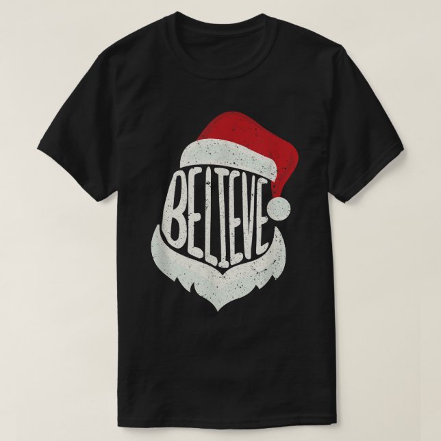 Camiseta Feliz Natal Familiar Acredite em Papai Noel Bonito (Frente do Design)