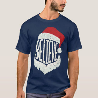 Camiseta Feliz Natal Familiar Acredite em Papai Noel Bonito