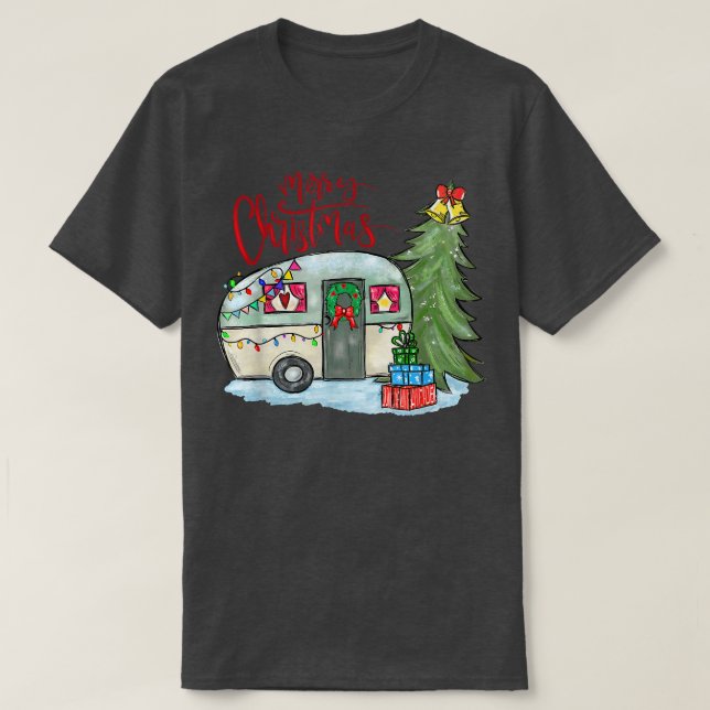 Camiseta Feliz Natal Feliz Camper Engraçado Camping Life Fa (Frente do Design)