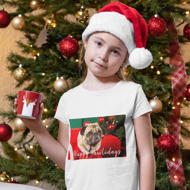 Camiseta Feliz Natal Feliz Pawlidays de Cachorro Bonito (Criador carregado)