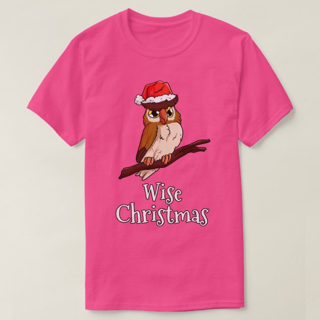 Camiseta Feliz Natal Feliz Santas Hat Owl 1 (Frente do Design)