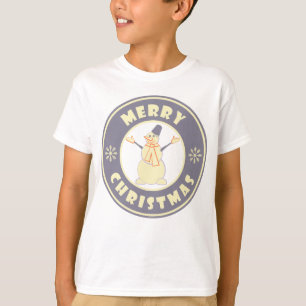 Camiseta Feliz Natal Feliz Snowman famoso estilo de café