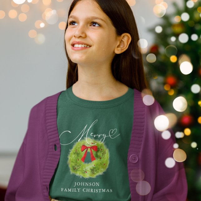 Camiseta Feliz Natal Feriado da Família Wreath (Criador carregado)