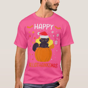 Camiseta Feliz Natal Feriado Doméstico Fé de Gato Feliz