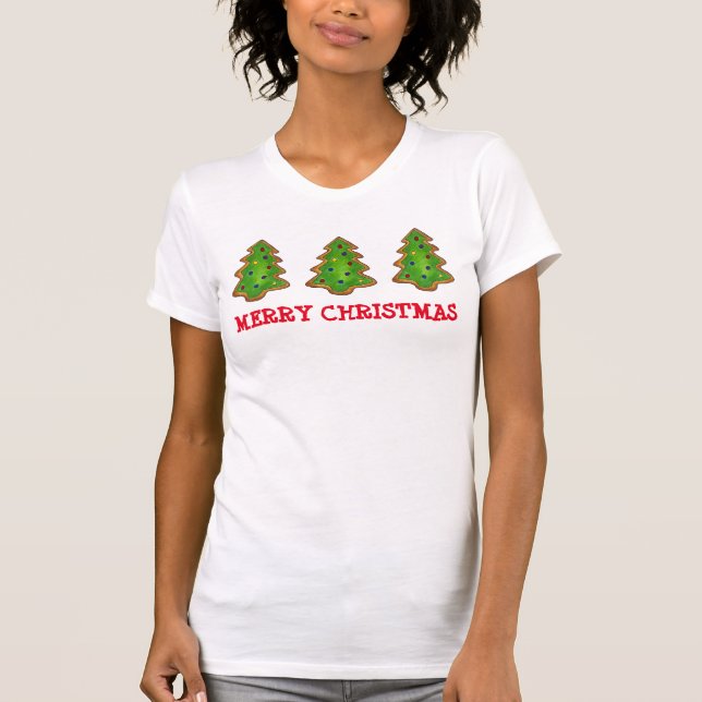 Camiseta Feliz Natal Feriado Festivo de Açúcar de Árvore (Frente)