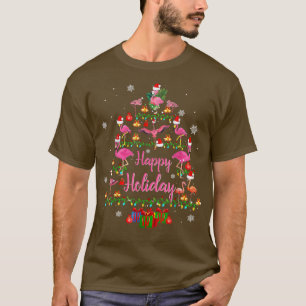 Camiseta Feliz Natal Feriado Flamingos Flamingos Árvore de 