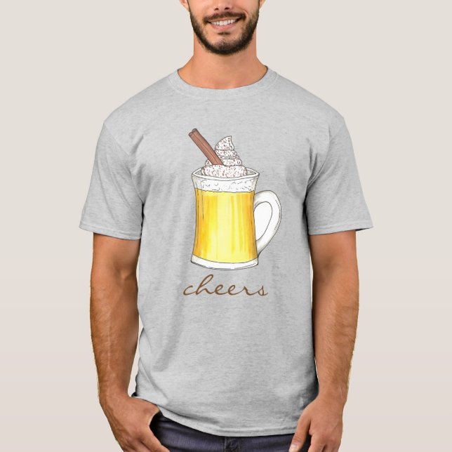 Camiseta Feliz Natal Feriado Quente Nog Eggnog Bebida (Frente)