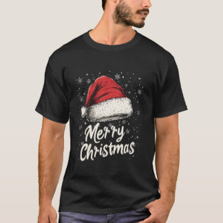 Camiseta Feliz Natal Feriado Vermelho Santa Hat Família Xma
