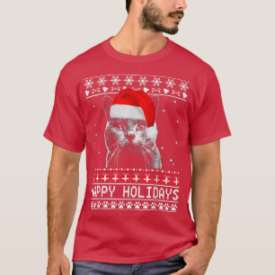 Camiseta Feliz Natal Férias Feliz de Gato Férias Feliz de N