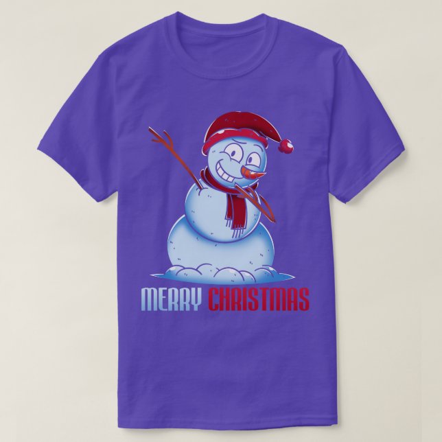 Camiseta Feliz Natal Festivo Dabbing Snowman (Frente do Design)