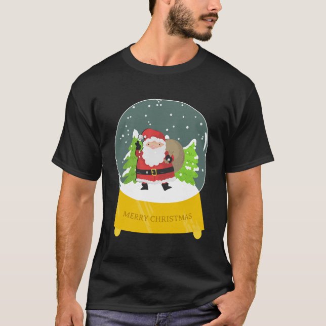 Camiseta Feliz Natal Festivo Vibes T-Shirt com Papais noeis (Frente)