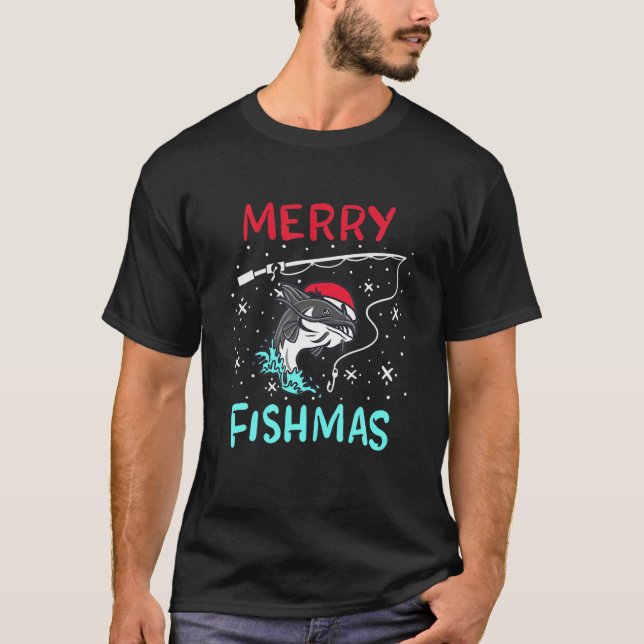 Camiseta Feliz Natal Fishmas Engraçado Pescador Xm (Frente)