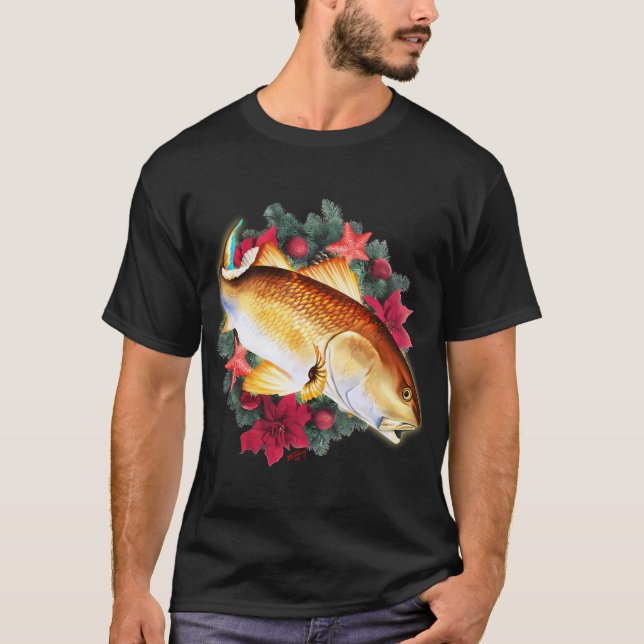 Camiseta Feliz Natal Fishmas Piada Pesca (Frente)