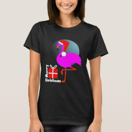 Camiseta Feliz Natal Flamingo, Rosa, Gráfico da Trendy