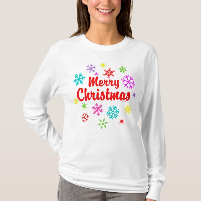 Camiseta Feliz Natal Flocos de Neve (Frente)