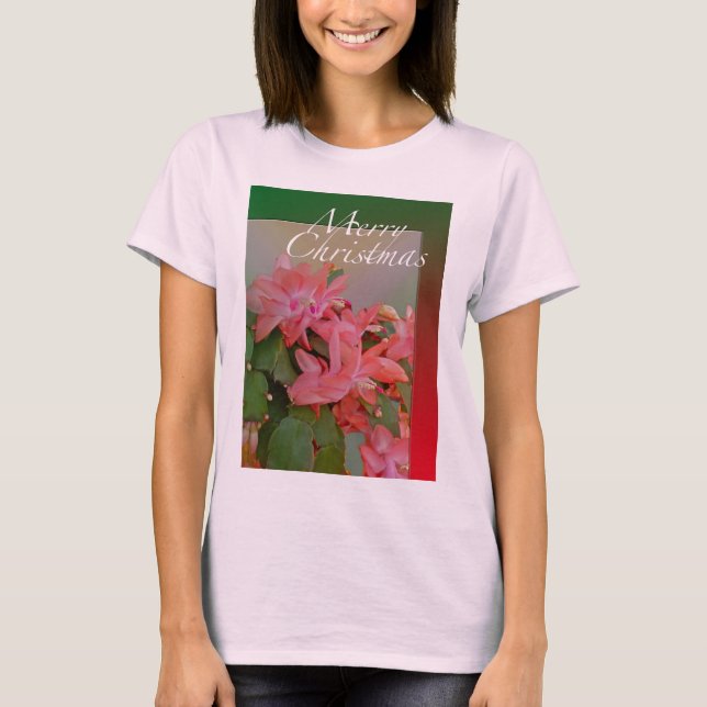 Camiseta Feliz Natal Flores de Cactus (Frente)