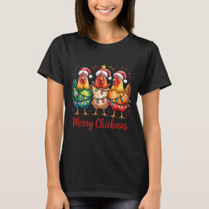 Camiseta Feliz Natal Galinha Galo Papai Noel Chapeu Galinha