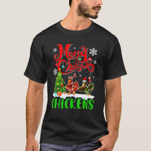 Camiseta Feliz Natal Galinhas Papai Noel Rena Plaid Chic