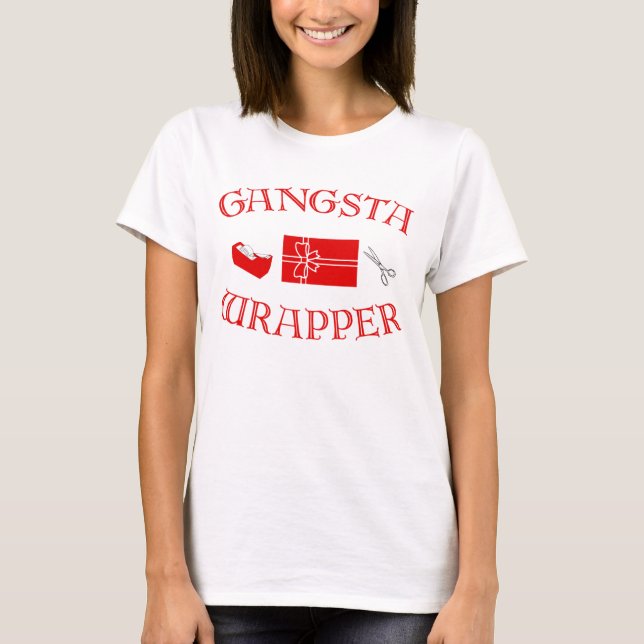 Camiseta Feliz Natal Gangsta Gift Wrapper t t-shirt (Frente)
