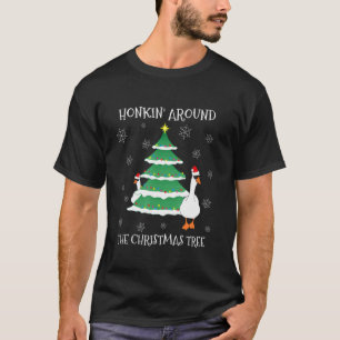 Camiseta Feliz Natal Gansos Gansos Fofos Em Torno De Xmas T
