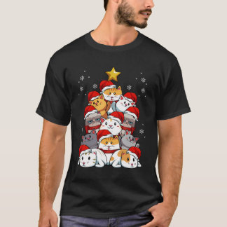 Camiseta Feliz Natal Gatinho Árvore de Gatinho Pet Lover Xm