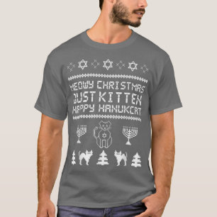 Camiseta Feliz Natal Gatinho Feliz Hanukkah Judeu